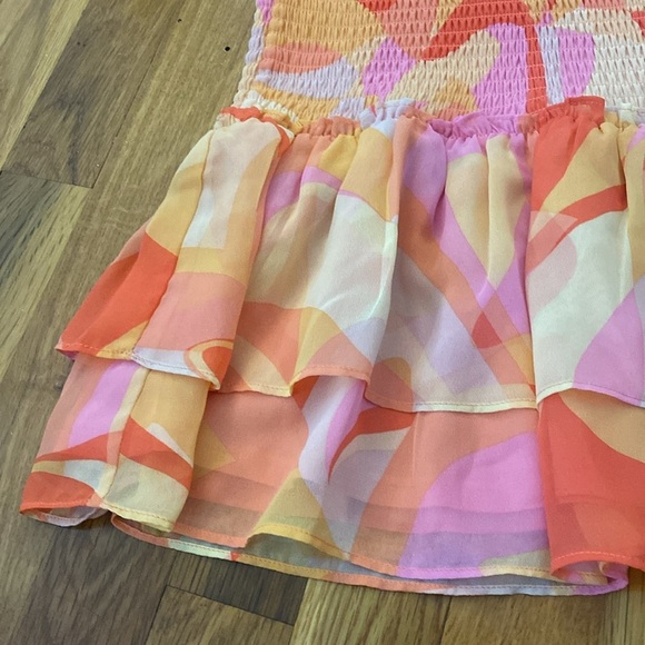 Aqua Girls Pink and Orange Printed Ruffled Dress Size M - Picture 4 of 8